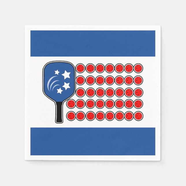 Patriotic Pickleball Red White Blue American Flag Serviette (Vorderseite)