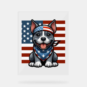 Patriotic Pitbull American Flag 4. Juli GRILLEN Acrylschild