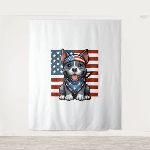Patriotic Pitbull American Flag 4. Juli GRILLEN Wandteppich