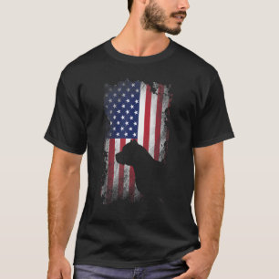 Patriotic Pitbull American Flag Cooler Hund T-Shirt