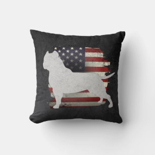 Patriotic Pitbull American Flag Throw Kissen