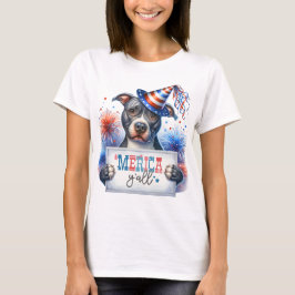 Patriotic Pitbull "Merica Y'all T-Shirt