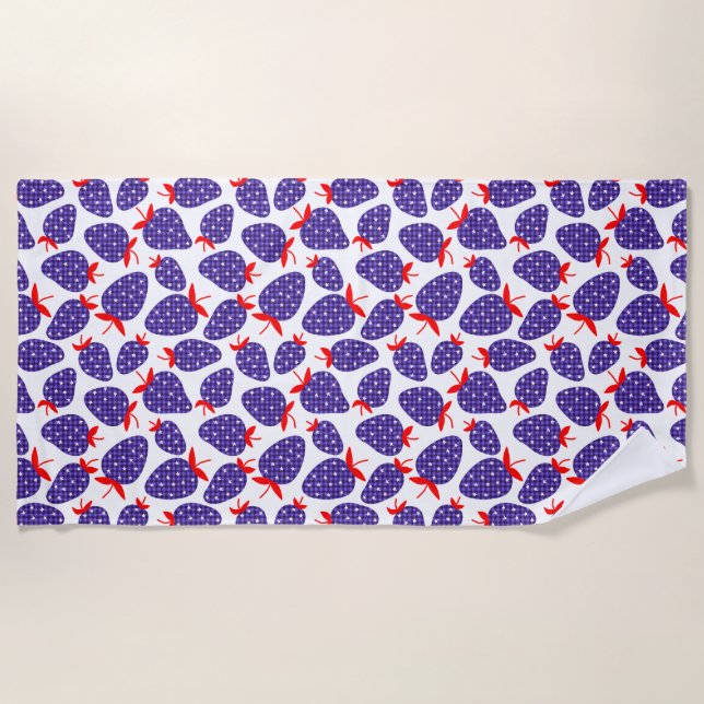 Patriotic Plaid Strawberry Strandtuch (Vorderseite)