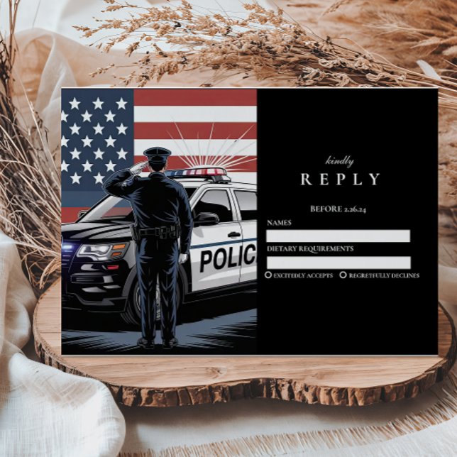 Patriotic Police Officer Graduation RSVP Karte (Von Creator hochgeladen)