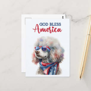 Patriotic Poodle, Gott segne Amerika Postkarte