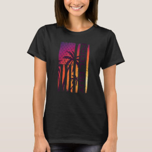 Patriotic Pool Typ Vintag Palm Tree Us American F T-Shirt