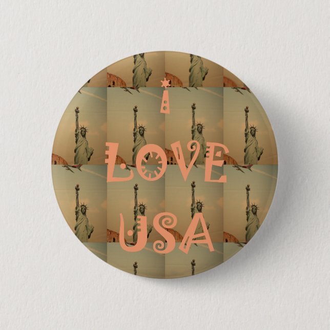Patriotic Pop Art: "I Liebe USA" Grafikdesign Button (Vorderseite)