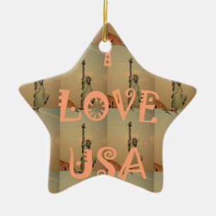 Patriotic Pop Art: "I Liebe USA" Grafikdesign Keramikornament