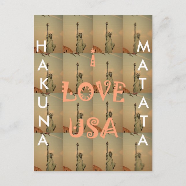 Patriotic Pop Art: "I Liebe USA" Grafikdesign Postkarte (Vorderseite)
