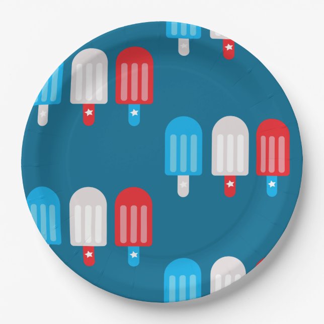 Patriotic Popsicle Pattern Pappteller (Vorderseite)