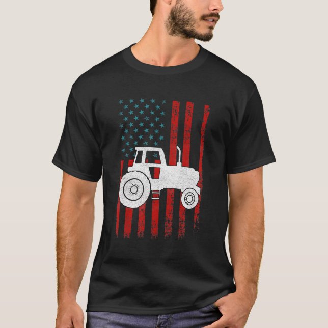 Patriotic Proud Bauer Usa Flag Traktor 4th of Jul T-Shirt (Vorderseite)