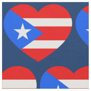 Patriotic Puerto Rico Flag Liebe Herz Muster Stoff