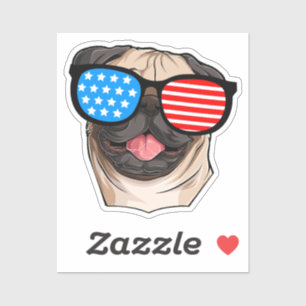 Patriotic Pug Aufkleber