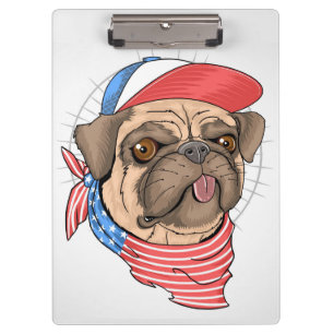 Patriotic Pug Klemmbrett