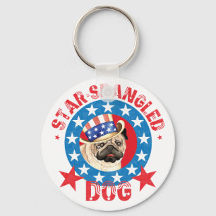 Patriotic Pug Schlüsselanhänger