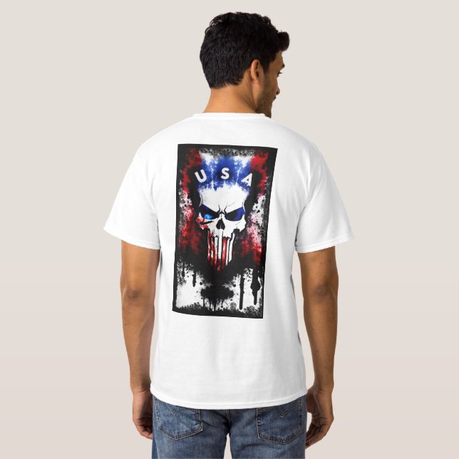 Patriotic Punisher (USA) White Men's T-Shirt (Schwarz voll)