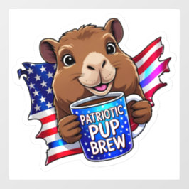 Patriotic Pup Brew' Holographic GOP Decal Fensteraufkleber