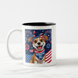 Patriotic Pup Brew Tasse - Fun Cartoon Dog America