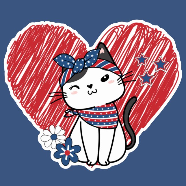 Patriotic Puss wasserdicht Aufkleber (Von Creator hochgeladen)