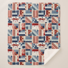 Patriotic Quilt Look Sherpa Fleece Blanket Sherpadecke
