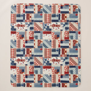 Patriotic Quilt Look Sherpa Fleece Blanket Sherpadecke