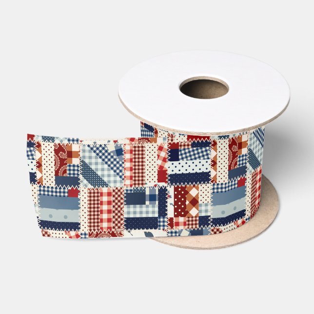 Patriotic Quilt Ribbon Satinband (Spule)