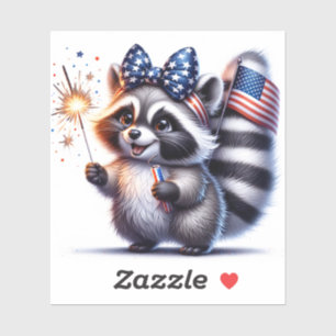 Patriotic Raccoon zurück zur Schule Stickers Aufkleber