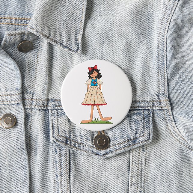 Patriotic Rag Doll Girl Americana Folk Button (Von Creator hochgeladen)