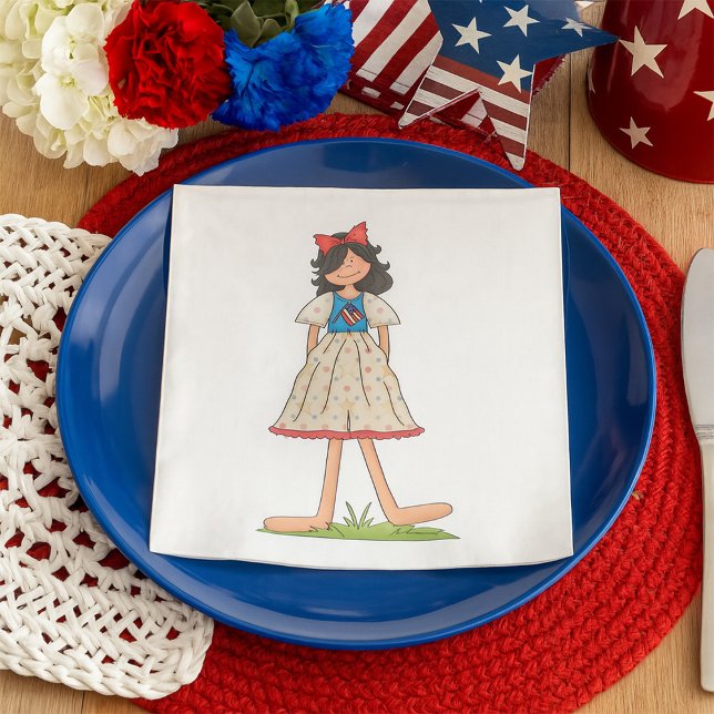 Patriotic Rag Doll Girl Americana Folk Serviette (Von Creator hochgeladen)