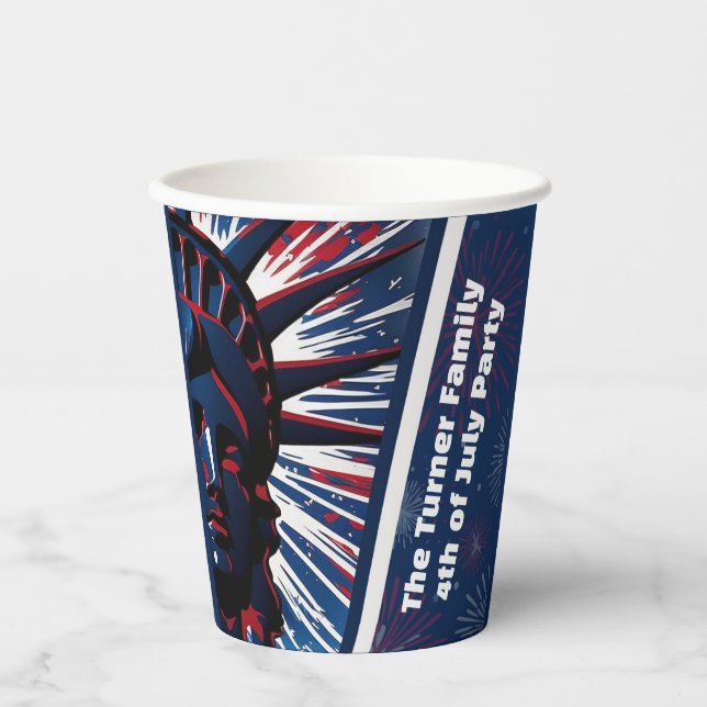 Patriotic Red Blue Statue of Liberty 4. Juli Pappbecher (Vorderseite)