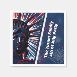 Patriotic Red Blue Statue of Liberty 4. Juli Serviette