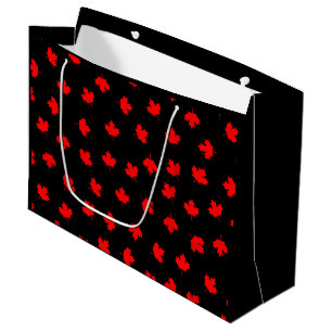 Patriotic Red Canada Maple Leaf Black Pattern Große Geschenktüte