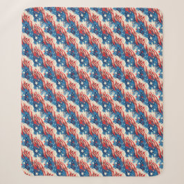 Patriotic Red White and Blue Stars Sherpa Blanket  Sherpadecke