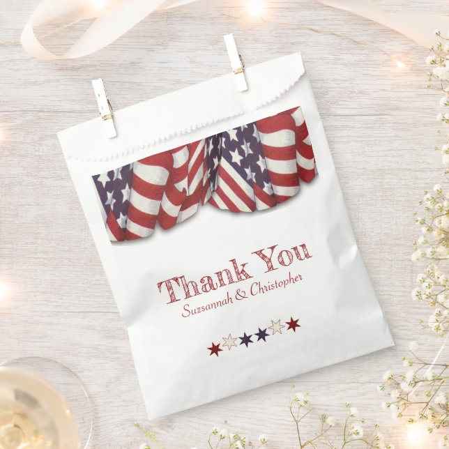 Patriotic Red White Blue Bunting Stars Danke Geschenktütchen (Ausgeschnitten)