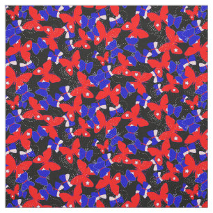 Patriotic Red White Blue Butterfets Stoff