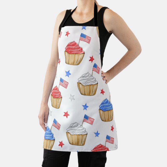 Patriotic Red White Blue Cupcake Flag Stars Backen Schürze (InSitu)