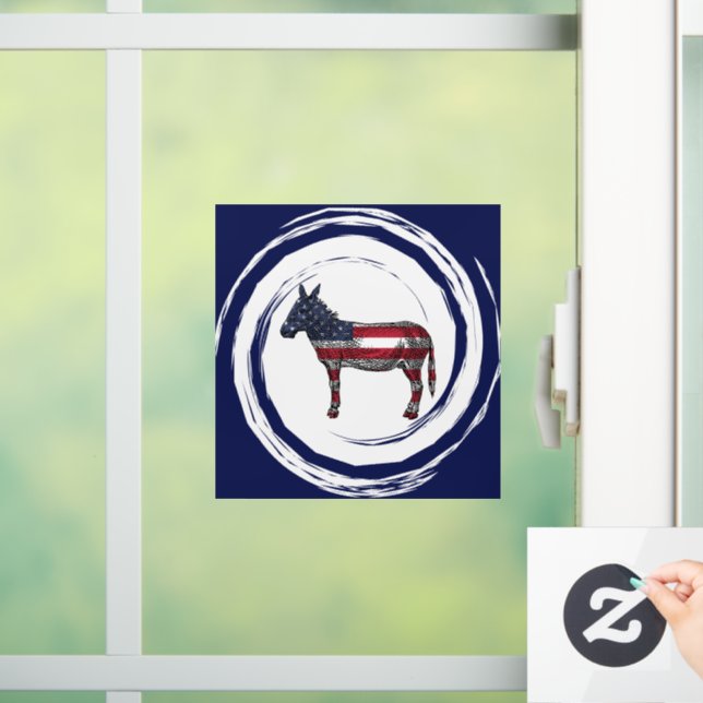 Patriotic Red White Blue Donkey Fensteraufkleber (Zuhause)