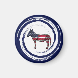 Patriotic Red White Blue Donkey Magnet