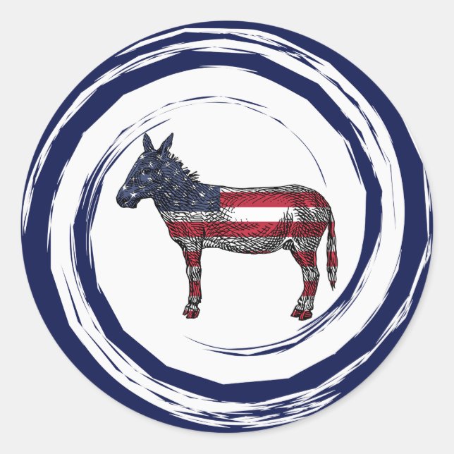 Patriotic Red White Blue Donkey Runder Aufkleber (Vorderseite)