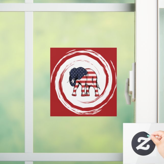 Patriotic Red White Blue Elephant Fensteraufkleber (Zuhause)