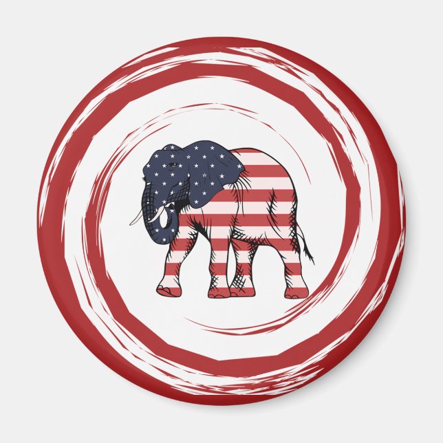 Patriotic Red White Blue Elephant Magnet (Vorne)