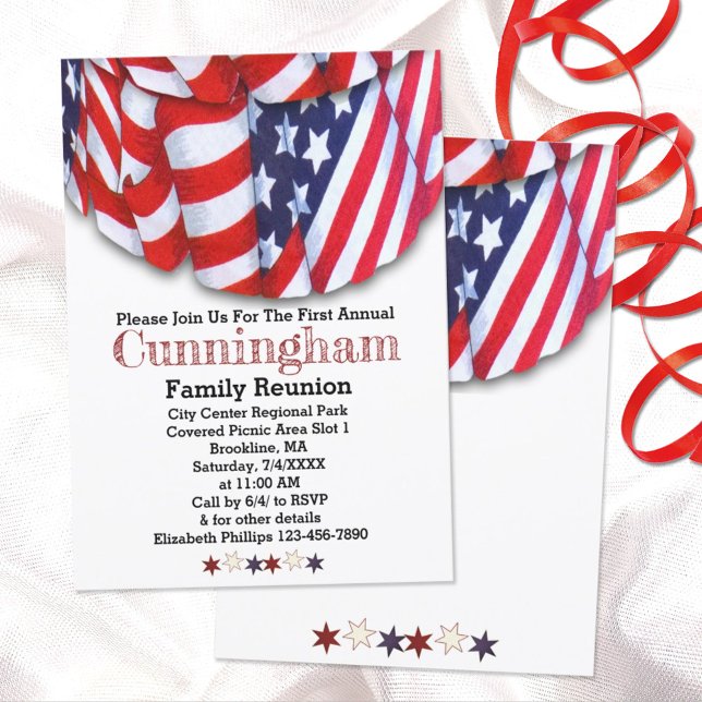 Patriotic Red White Blue Family Wiedersehen Einladung (Von Creator hochgeladen)