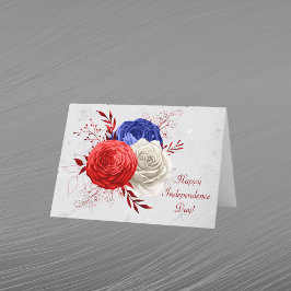 Patriotic Red White Blue Floral Bouquet Feiertagskarte