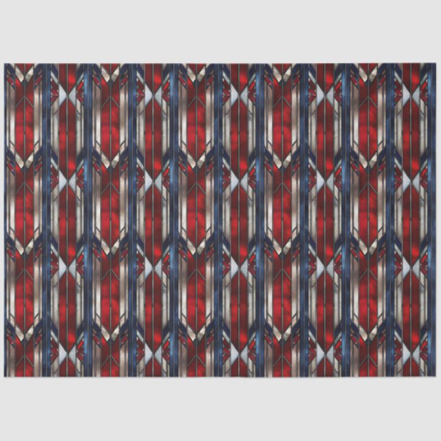 Patriotic Red White Blue Geometric Pattern Seidenpapier (Vorderseite)