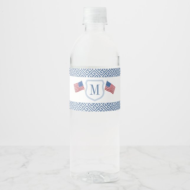 Patriotic Red White Blue Monogram Wedding Party (Vorderseite)