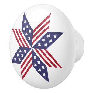 Patriotic Red White Blue Native Stars Streifen Keramikknauf