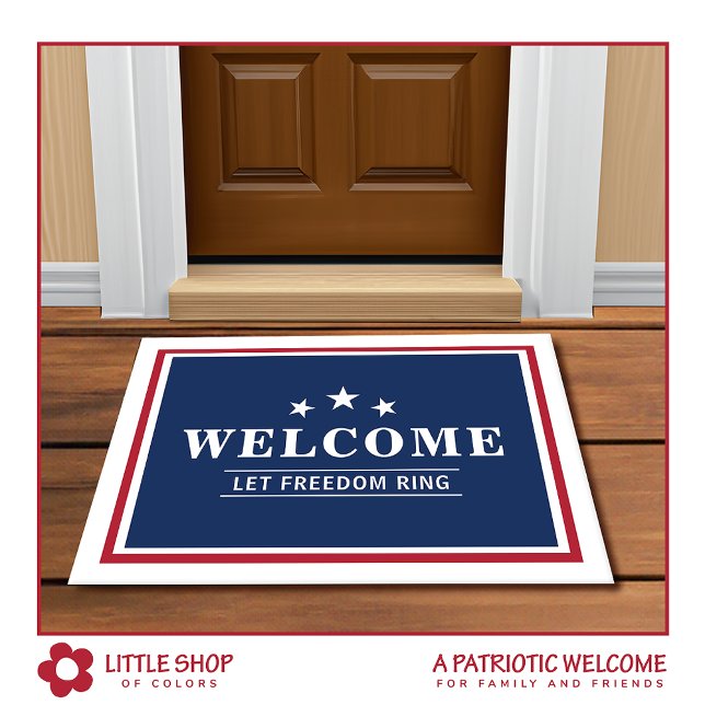 Patriotic Red White Blue Personalisiert Welcome Fußmatte (Von Creator hochgeladen)