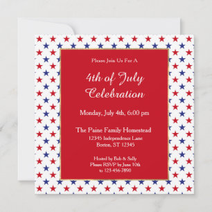 Patriotic Red White Blue Stars 4. Juli Einladung