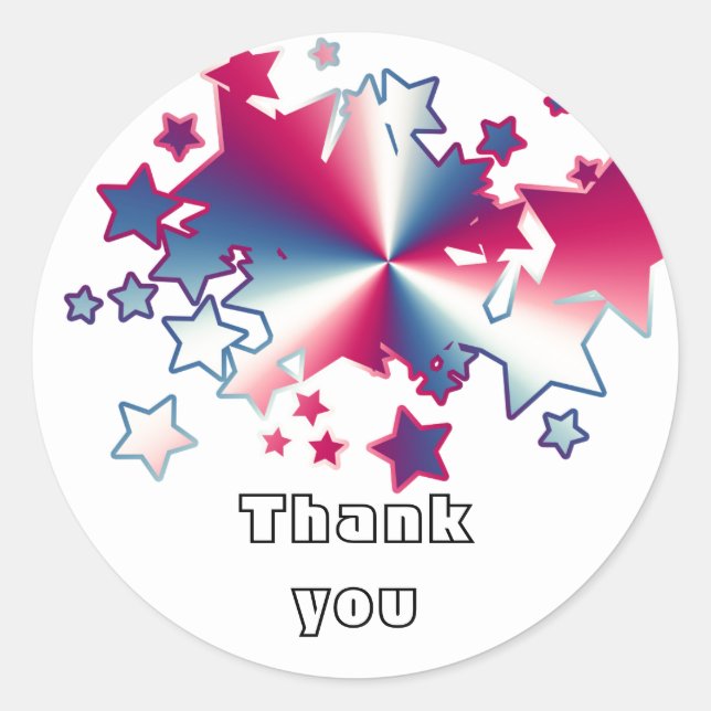 Patriotic Red White Blue Stars General Danke Runder Aufkleber (Vorderseite)