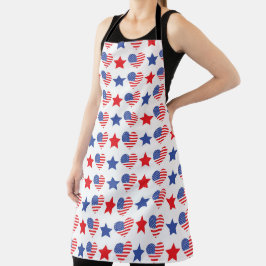 PATRIOTIC RED WHITE BLUE STARS & HEARTS SCHÜRZE
